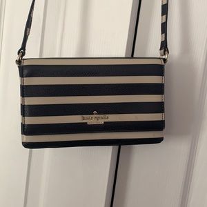 Kate Spade- 8 inch, blue and white crossbody purse